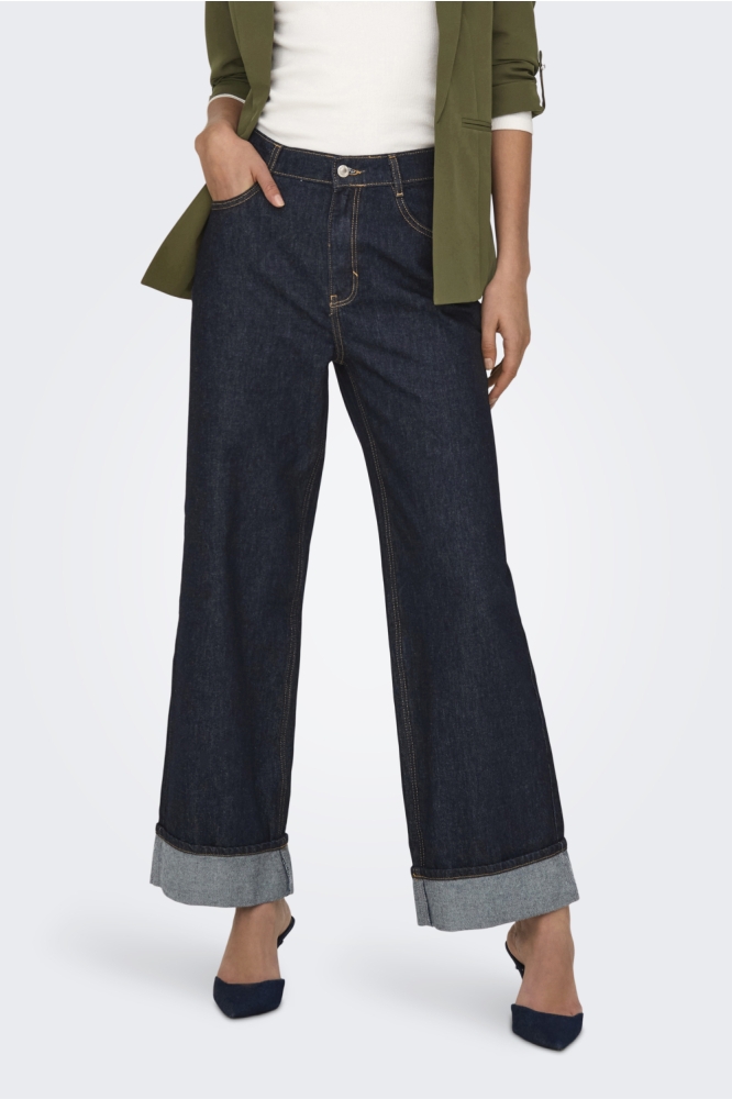 ONLHOPE HW WIDE FOLD UP RINSE DNM C 15347095 Dark Blue Denim/Rinse